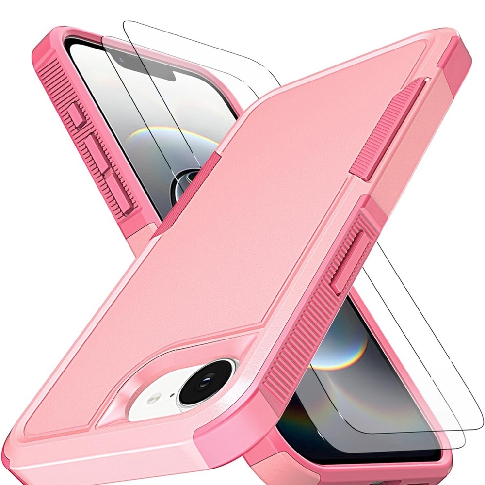 Pink Protective Phone Case with Screen Protector